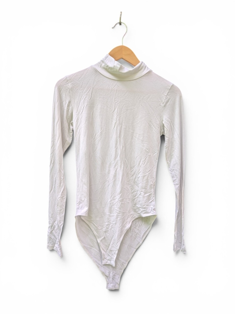 Women's White Long-Sleeve Mock Neck Bodysuit